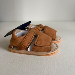 Myggpp Baby Girl Brown Faux Suede Sandals Hook and Loop Closure Size 0-6M